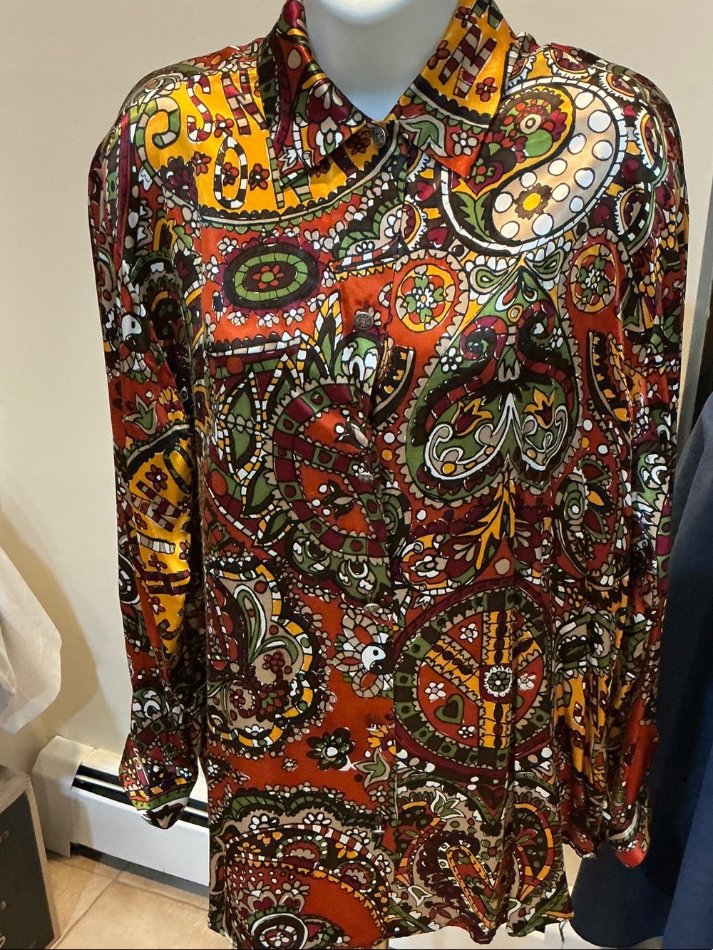 VTG MOSCHINO JEANS PSYCHEDELIC PAISLEY PATTERN BLOUSE